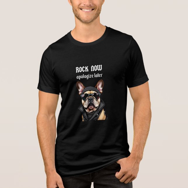 Rock now, apologize later Tri-Blend shirt (Front)
