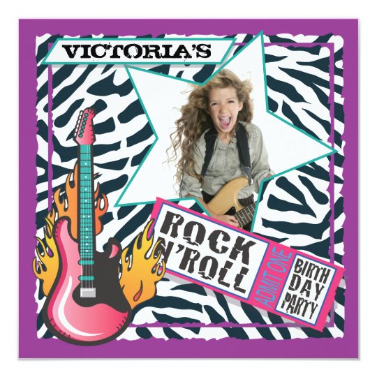 Rock N Roll Rock Star Birthday Party Invitations Zazzle Com