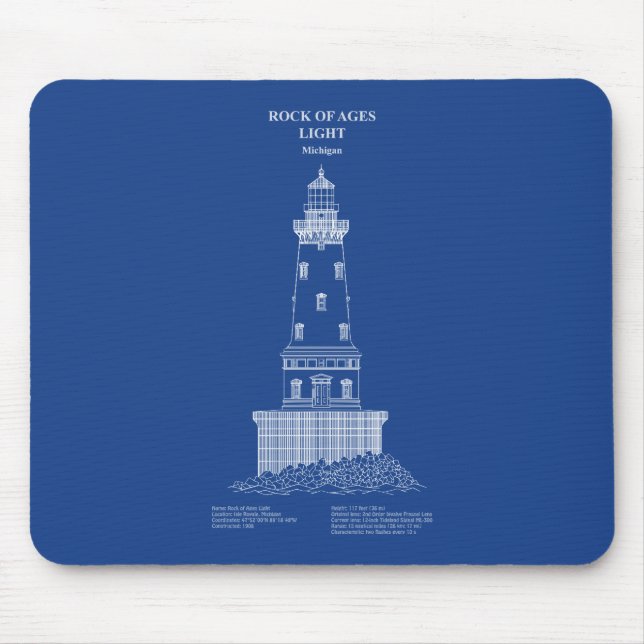 Rock of Ages Lighthouse - Michigan – AD Mouse Pad (Front)
