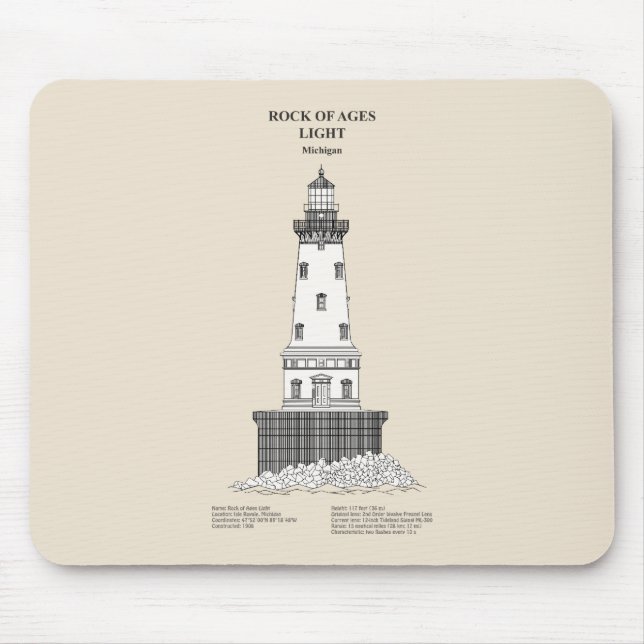 Rock of Ages Lighthouse - Michigan - SBD Mouse Pad (Front)