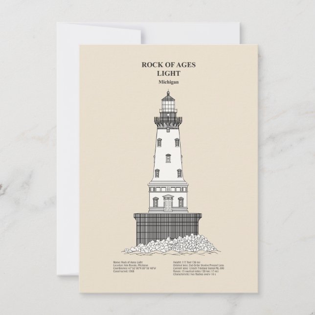 Rock of Ages Lighthouse - Michigan - SBD Note Card (Front)