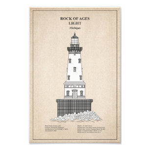 Rock of Ages Lighthouse - Michigan - SBD Photo Print
