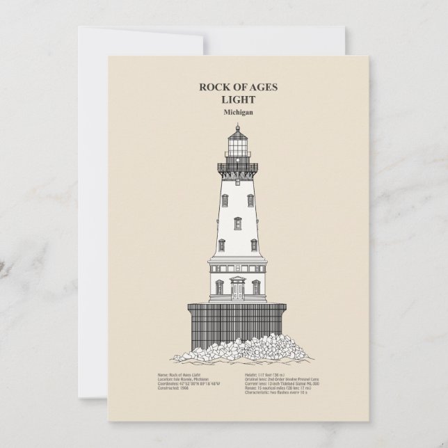 Rock of Ages Lighthouse - Michigan - SBD Thank You Card (Front)