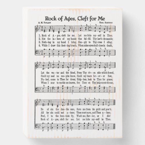 Rock Of Ages Wood Box Sign Art Vintage Verses Hymn