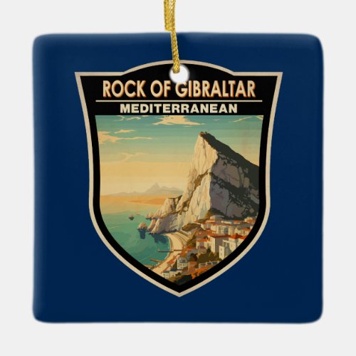 Rock of Gibraltar Travel Art Vintage Ceramic Ornament