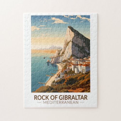 Rock of Gibraltar Travel Art Vintage Jigsaw Puzzle