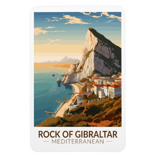 Rock of Gibraltar Travel Art Vintage Magnet