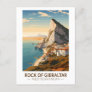 Rock of Gibraltar Travel Art Vintage Postcard