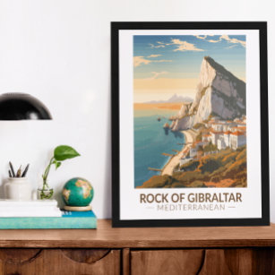 Rock of Gibraltar Travel Art Vintage Poster
