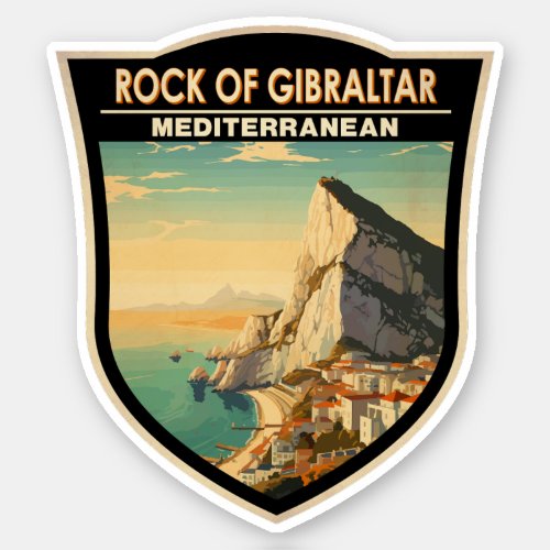 Rock of Gibraltar Travel Art Vintage Sticker
