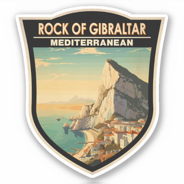 Rock of Gibraltar Travel Art Vintage Sticker (Front)