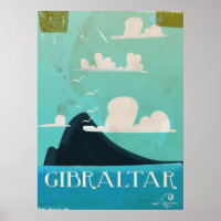 Rock of Gibraltar vintage travel poster