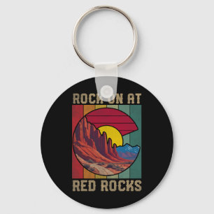 Rock On At Red Rocks Hiking Outdoors Colorado Flag Keychain