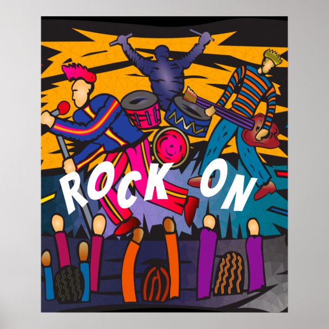 “Rock On” Band Concert Music Art Poster (Front)