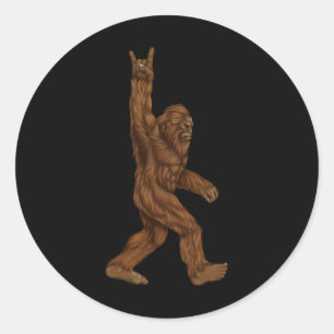 Rock On Bigfoot - Concert Buddy - Hand Drawn Sasqu Classic Round Sticker