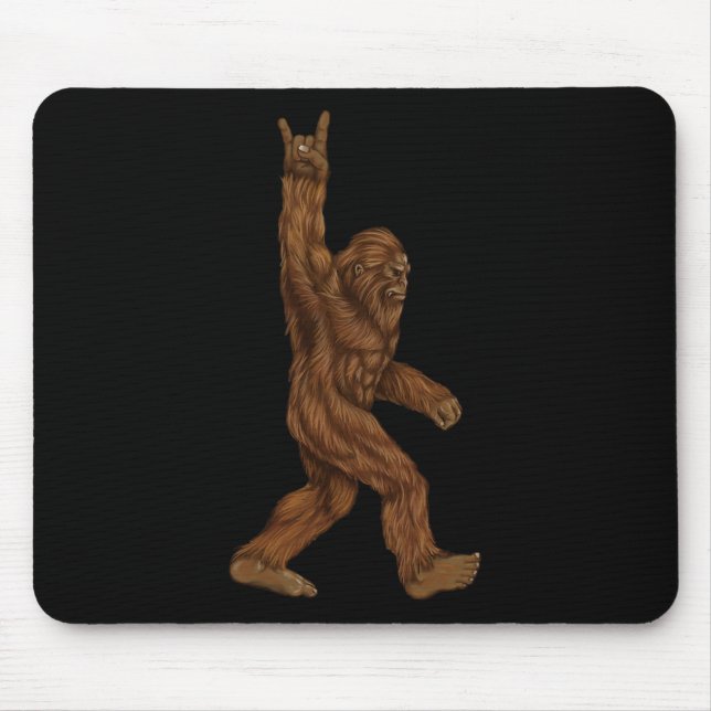 Rock On Bigfoot - Concert Buddy - Hand Drawn Sasqu Mouse Pad (Front)