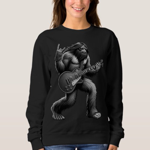 Rock On Bigfoot Playing Electric Guitar Sasquatch  Sweatshirt