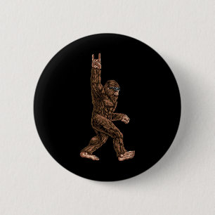 Rock On Bigfoot Sasquatch Loves Rock And Roll Sung Button
