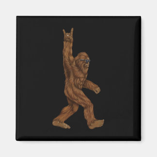 Rock On Bigfoot Sasquatch Loves Rock And Roll Sung Magnet