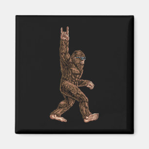 Rock On Bigfoot Sasquatch Loves Rock And Roll Sung Magnet
