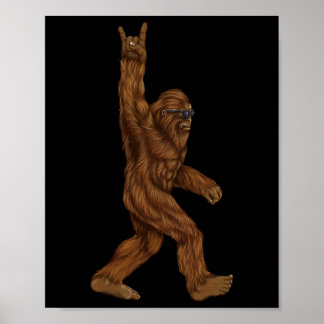 Rock On Bigfoot Sasquatch Loves Rock And Roll Sung Poster