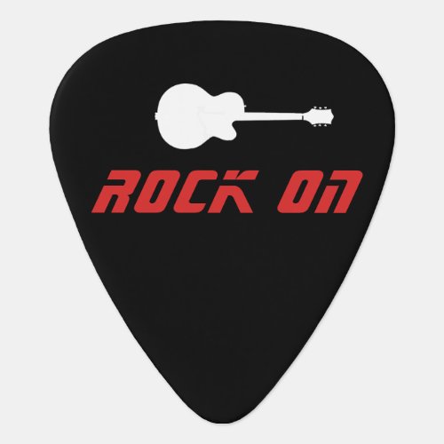 rock on  black guitar pick