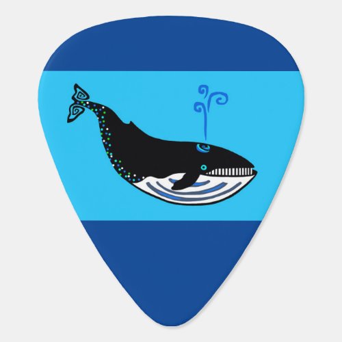 Rock on Blue WHALE _ Ocean wildlife _ Blue Guitar Pick