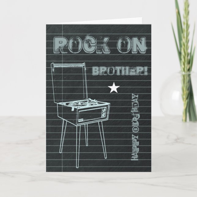 Rock on Brother! Happy Birthday card (Front)