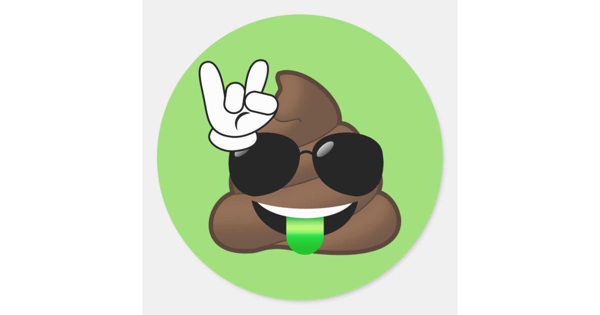 Rock On Cool Poop Emoji Green Stickers Zazzle