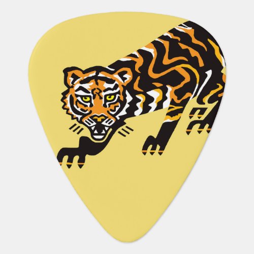 Rock on Cool TIGER _Endangered animal _ Yellow Guitar Pick