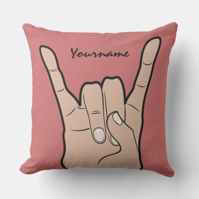ROCK ON custom name & color throw pillow (Front)