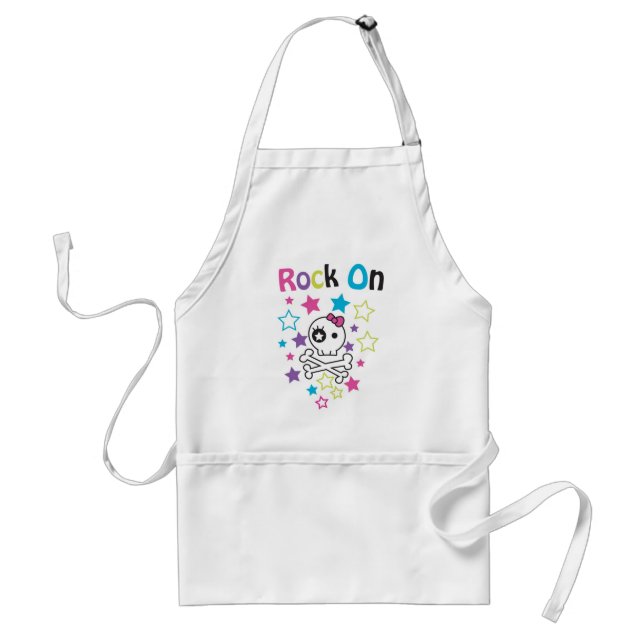 ROCK ON CUTE SKULLS AND BONES FOR GIRLS ADULT APRON (Front)