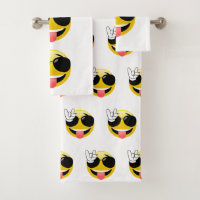 Rock On Emoji Bathroom Towel Set