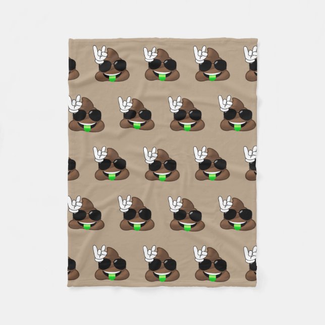 Rock On Emoji Poop Fleece Blanket (Front)