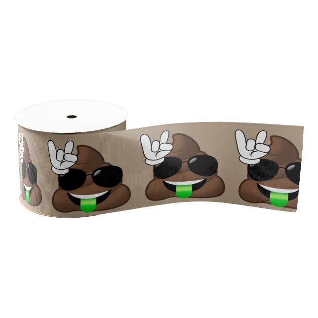 Rock On Emoji Poop Grosgrain Ribbon (Spool)