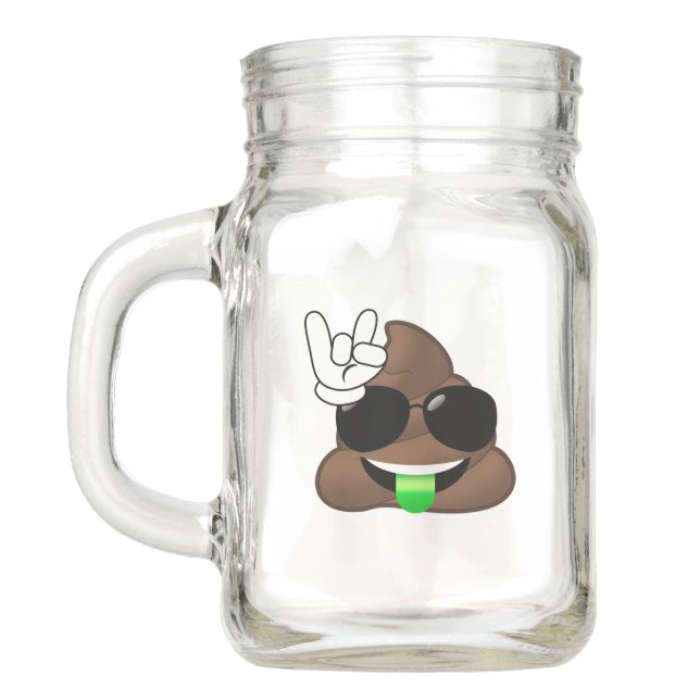 Rock On Emoji Poop Mason Jar (Back)