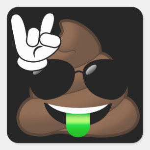 Rock On Emoji Poop Square Sticker