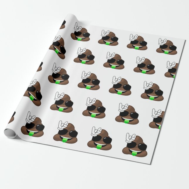 Rock On Emoji Poop Wrapping Paper (Unrolled)