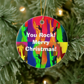 Rock On Everyone - You Rock Hand Signs Ceramic Orn Ceramic Ornament