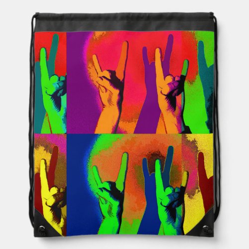 Rock On Everyone _ You Rock Hand Signs  Drawstring Bag