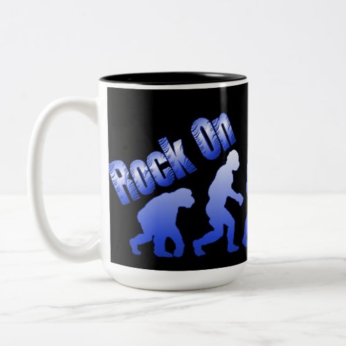 Rock On Evolution Of Rock Blue Logo Mug