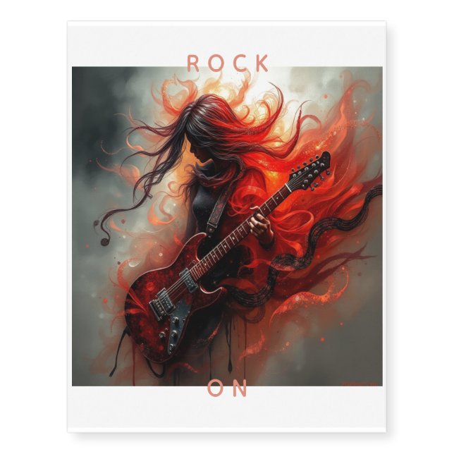 Rock On Fantasy AI Digital Art Print Temporary Tattoos (Front)