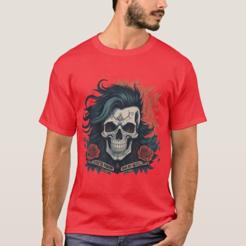 Rock On Forever A Classic Rock Skull Tee T_shirt 