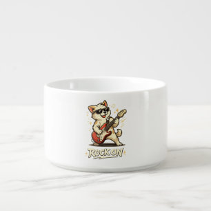 Rock On Guitar Dog Funny Rock Music Bowl