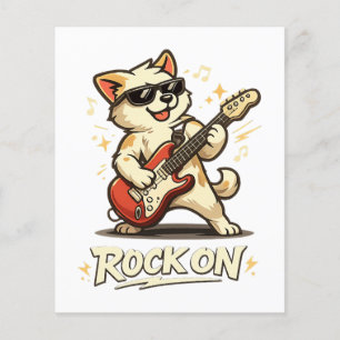 Rock On Guitar Dog Funny Rock Music Flyer