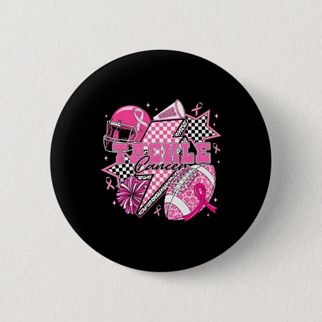 Rock On Halloween Checkered Pattern Skeleton Hand  Button (Front)