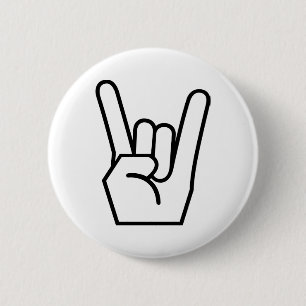 Rock on hand sign button