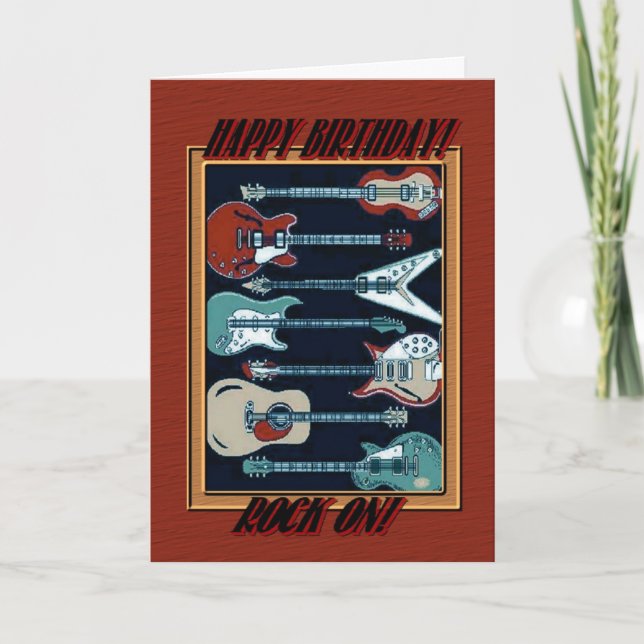 Rock On Happy Birthday Guitars Card (Front)