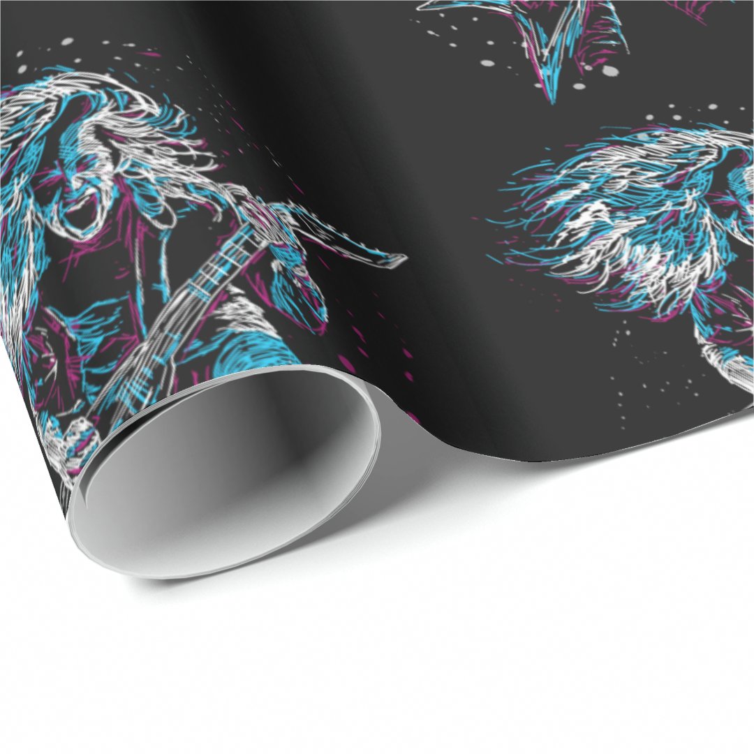 Rock On Heavy Metal Black Wrapping Paper | Zazzle