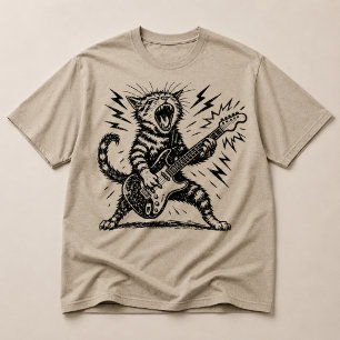 Rock On Heavy Metal Guitar Cat T-Shirt
